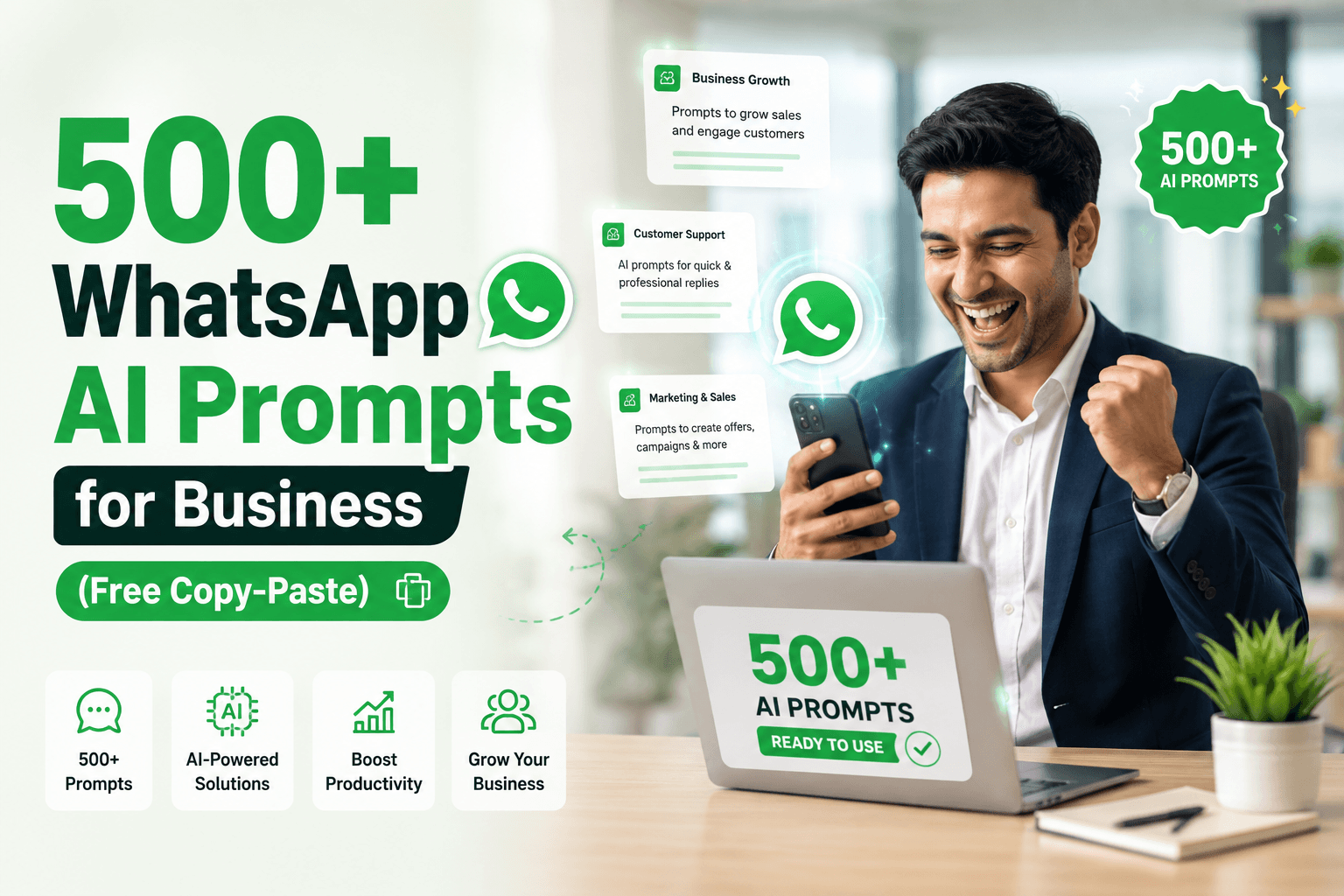 500+ WhatsApp AI Prompts for Business (Free Copy-Paste) 500+ WhatsApp AI Prompts for Business (Free Copy-Paste)